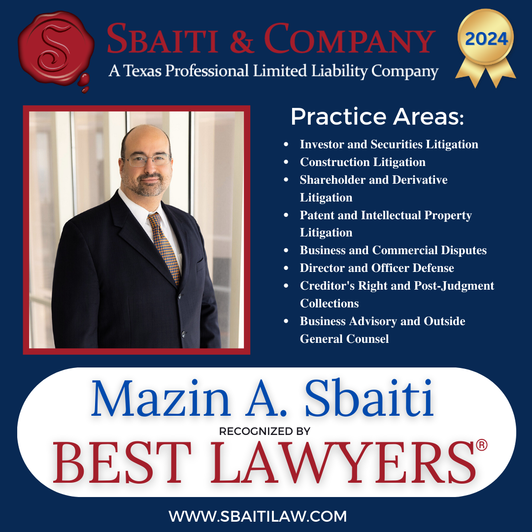 Founding Partner, Mazin Sbaiti, was recently included in the latest edition of The Best Lawyers in America® for Commercial Litigation.